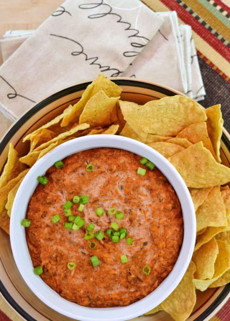 Cheesy Refried Bean Dip - Crafty Cooking Mama